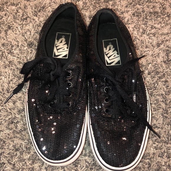 black sequin vans womens